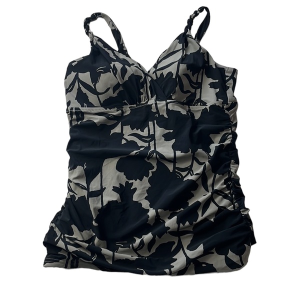 Lands' End Other - Lands' End Swim Tankini Top Women's 8 Black Gray Braided Strap Grip Strip Hem